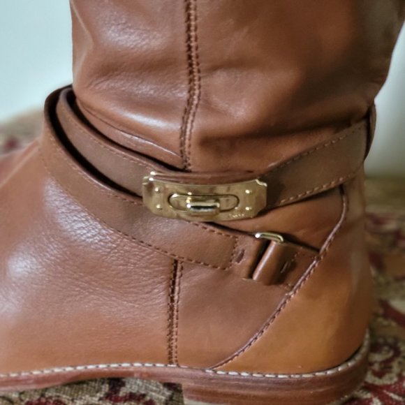 COACH LEATHER TAN CHRISTINE RIDING BOOTS - Picture 2 of 9